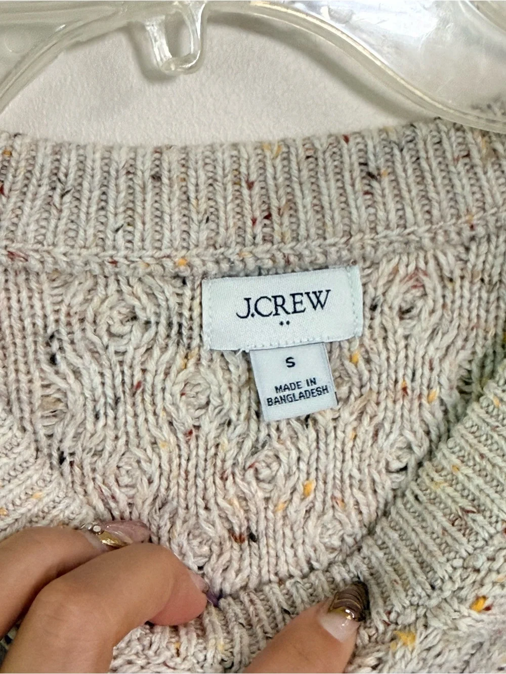 J. Crew cream oatmeal Donegal cable crewneck sweater Small